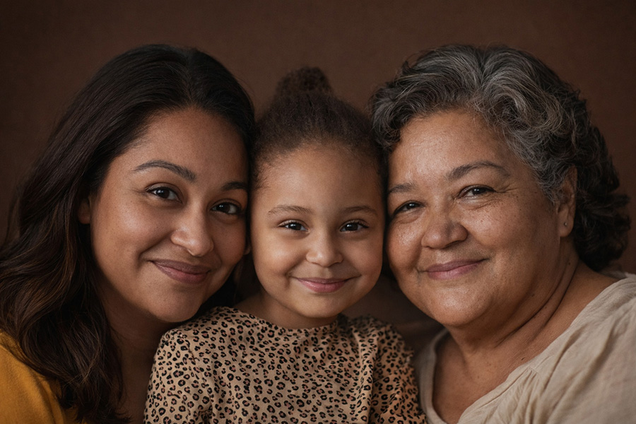 Three generations of women