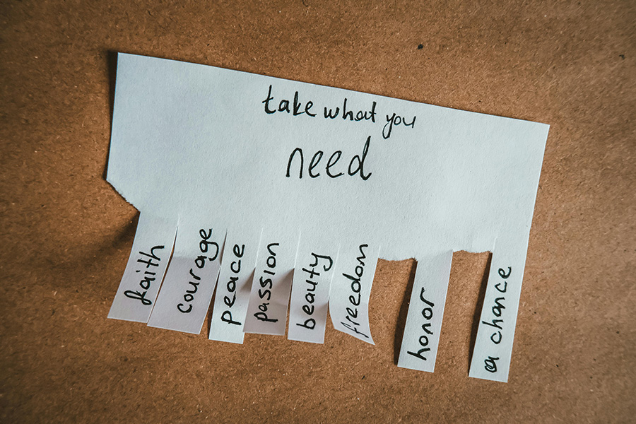 Step by Step, it starts with a love of humanity - take what you need tear off sheet with faith, courage, peace, passion, beauty, freedom, honor, a chance.